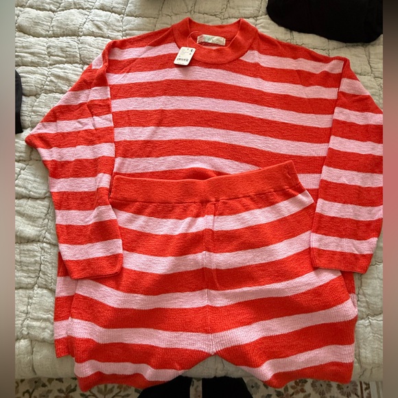 Free People Other - Free People Vibrant Red and Pink Knit Sweater